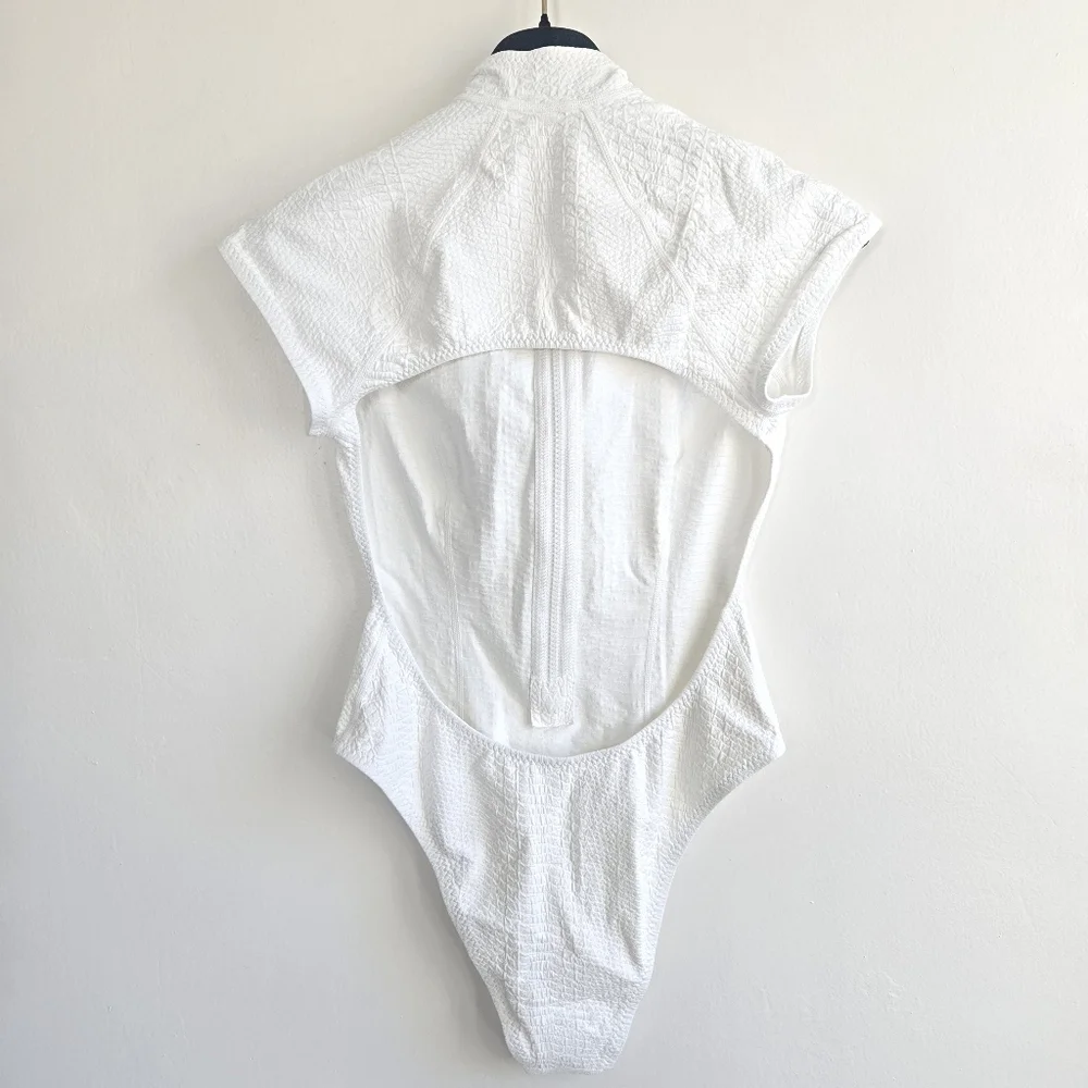 GIGI C Lilith Surf Zip Ivory One Piece Swimsuit Surf Suit NWT